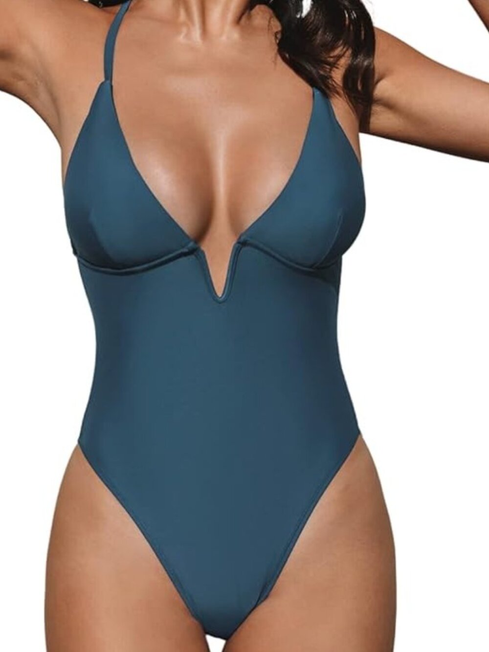 CUPSHE Women Swimsuit One Piece Deep V Neck V Wire Crossback Swimwear | Size XL